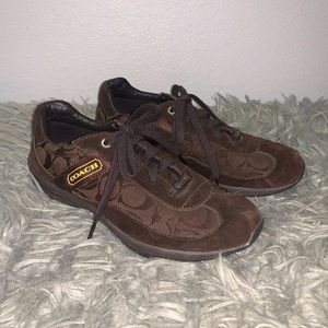 Coach brown sneakers. Never worn $45 OBO